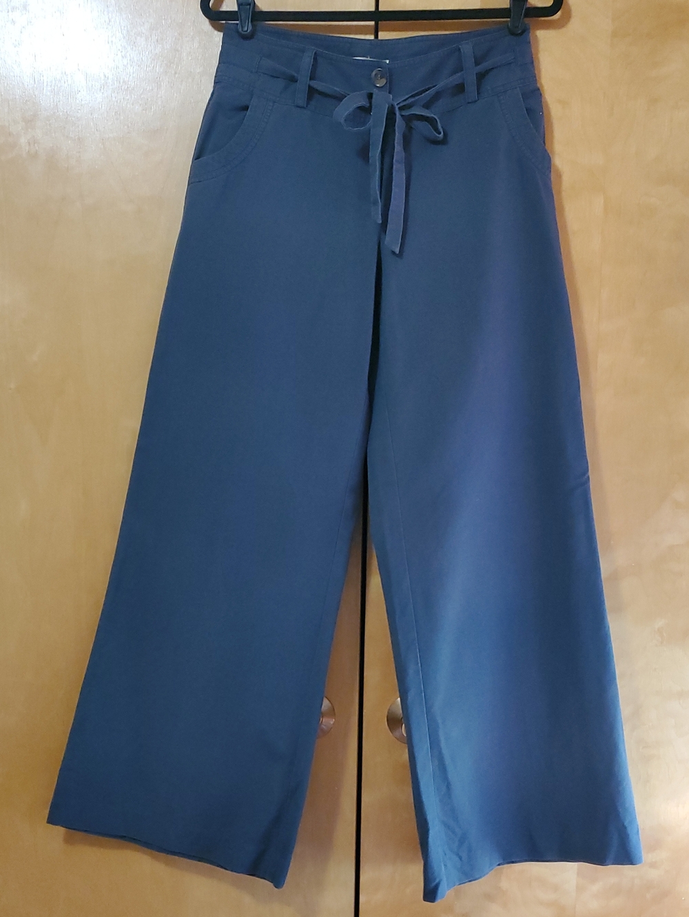London Jean Linen Wide Leg Blue Navy Women's Chino Tie-Waist Bridget Fit Pants
